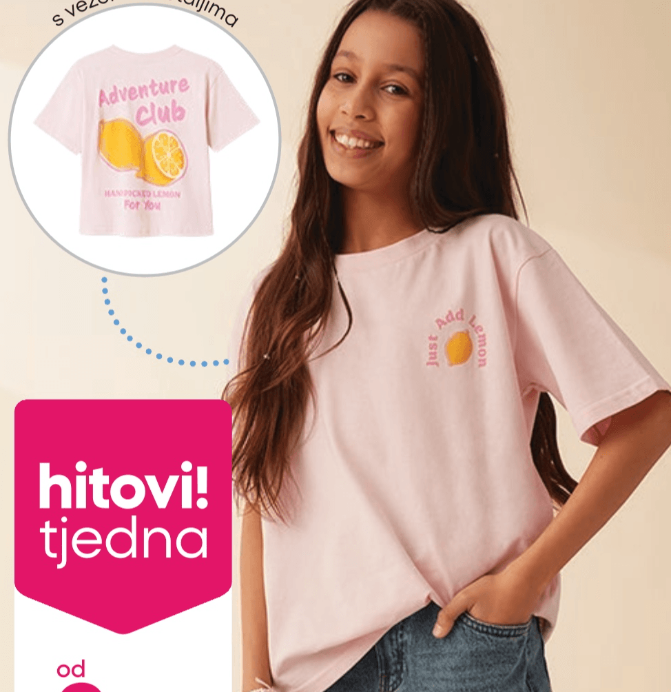 Ružičasta majica kratkih rukava za djevojčice - Akcija u trgovini Pepco