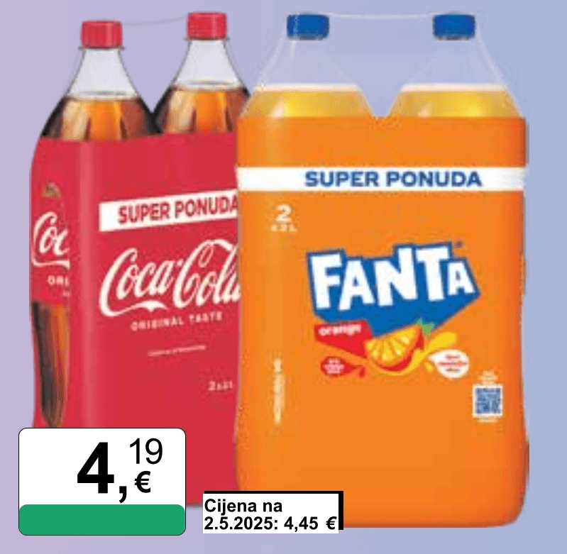 Bezalkoholni gazirani napitak Coca Cola ili Fanta 2x2l Coca-Cola - Akcija u trgovini KTC