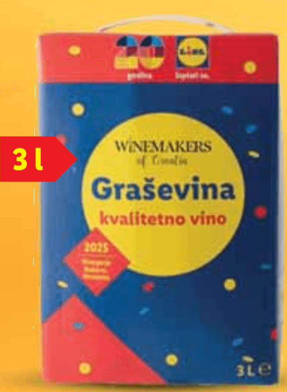 Graševina 3 L Winemakers of Croatia - Akcija u trgovini Lidl