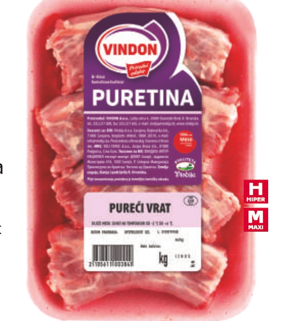 Vindon, Vindija Pureći vrat 1 kg - Akcija u trgovini Tommy