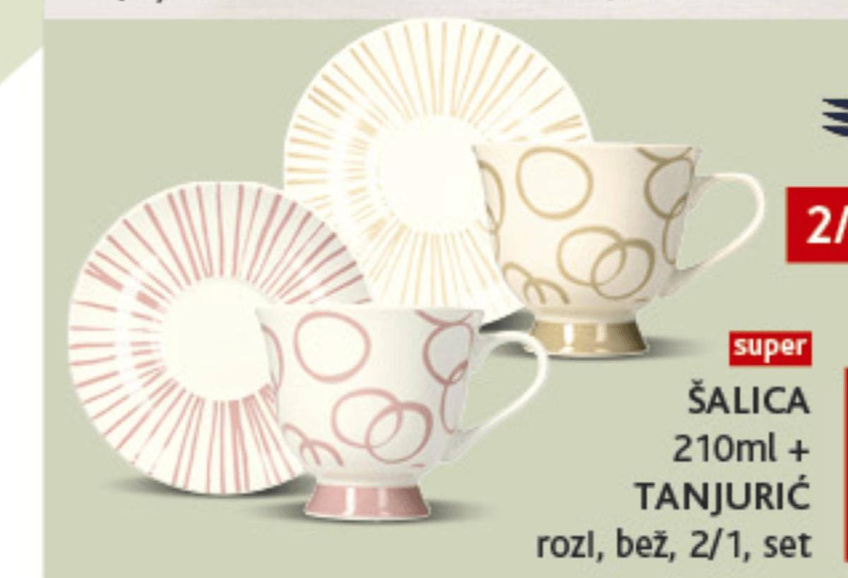 Tognana šalica i tanjurić 210ml, 2/1, set - Akcija u trgovini Konzum