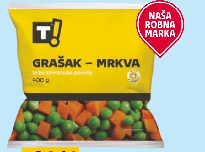 T! Grašak i mrkva 400 g - Akcija u trgovini Tommy