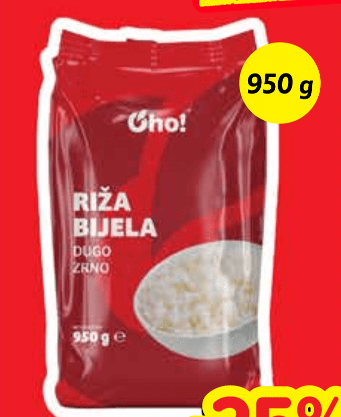 Riža bijela 950 g Oho! - Akcija u trgovini Plodine