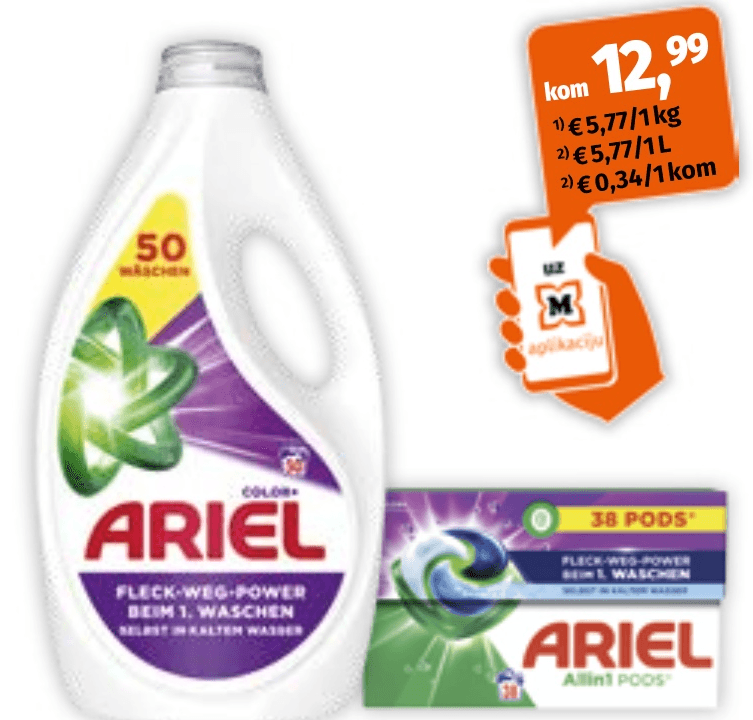 ARIEL sredstvo za pranje rublja prašak 45 pranja 2,25 kg, tekuće 50 pranja 2,25 L ili All-in-1 Pods 38 kom - Akcija u trgovini Mueller