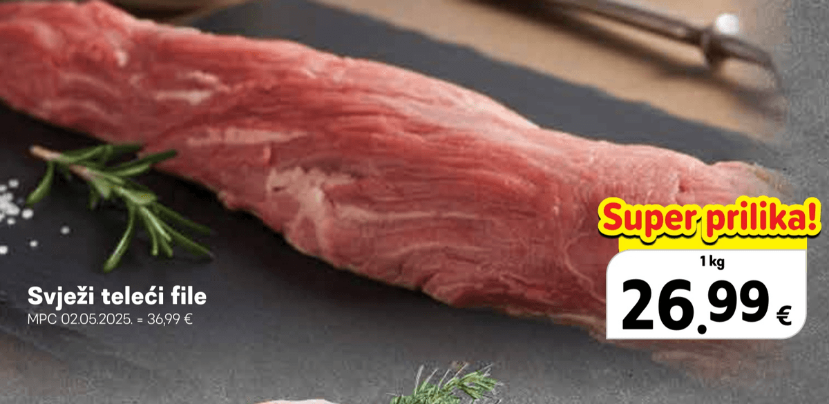 Svježi teleći file 1 kg - Akcija u trgovini Plodine