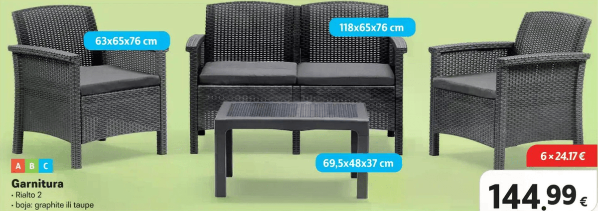 Garnitura Rialto 2 - Akcija u trgovini Plodine