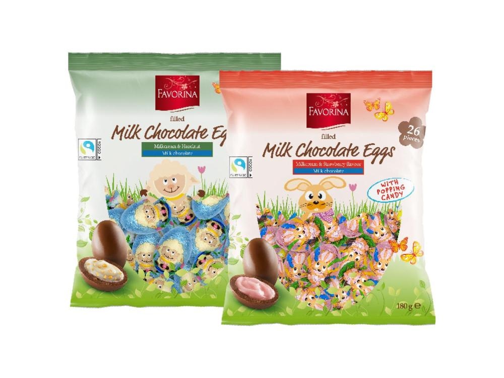 Favorina Punjena čokoladna jaja Fun Egg 65 g - Akcija u trgovini Lidl