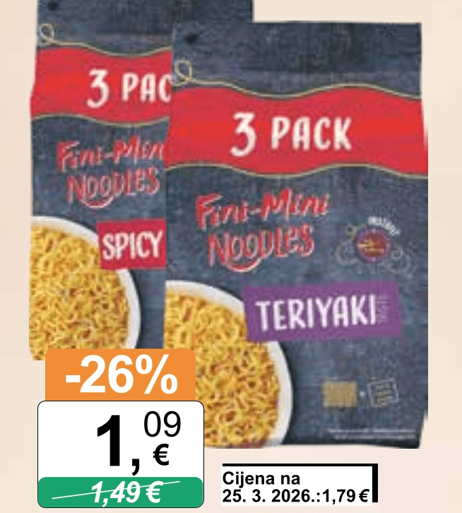 Noodles Fini mini 213 g ili 225 g - Akcija u trgovini KTC