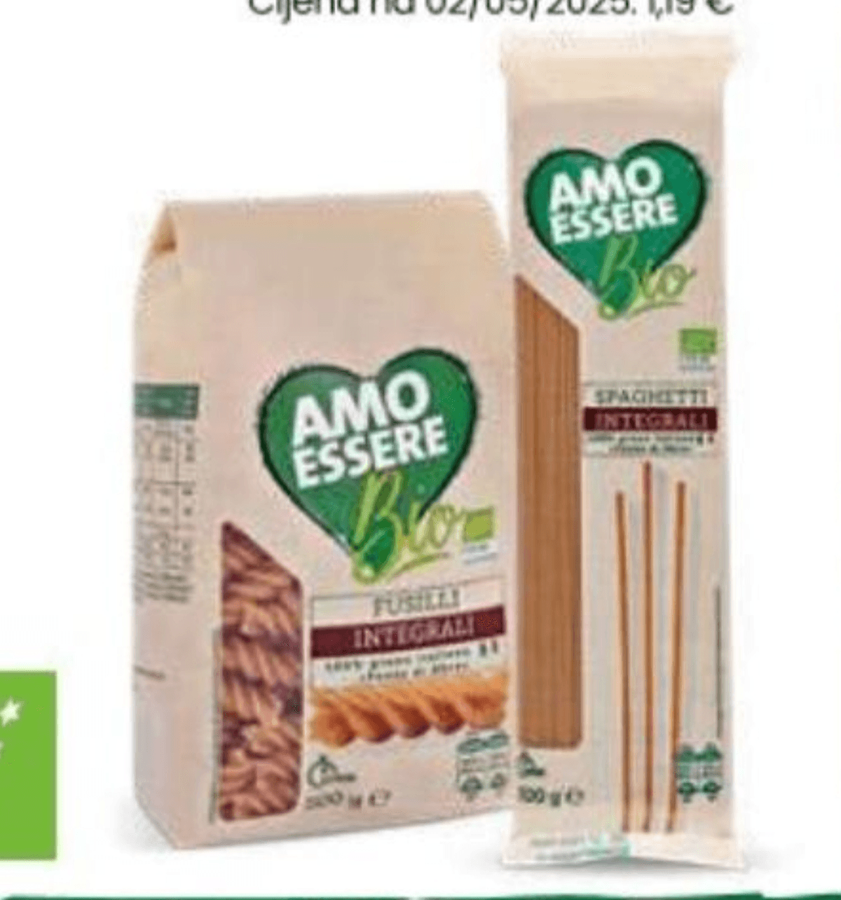 Integralna tjestenina Spaghetti/Fusilli Bio 500 g Amo Essere Bio - Akcija u trgovini Eurospin
