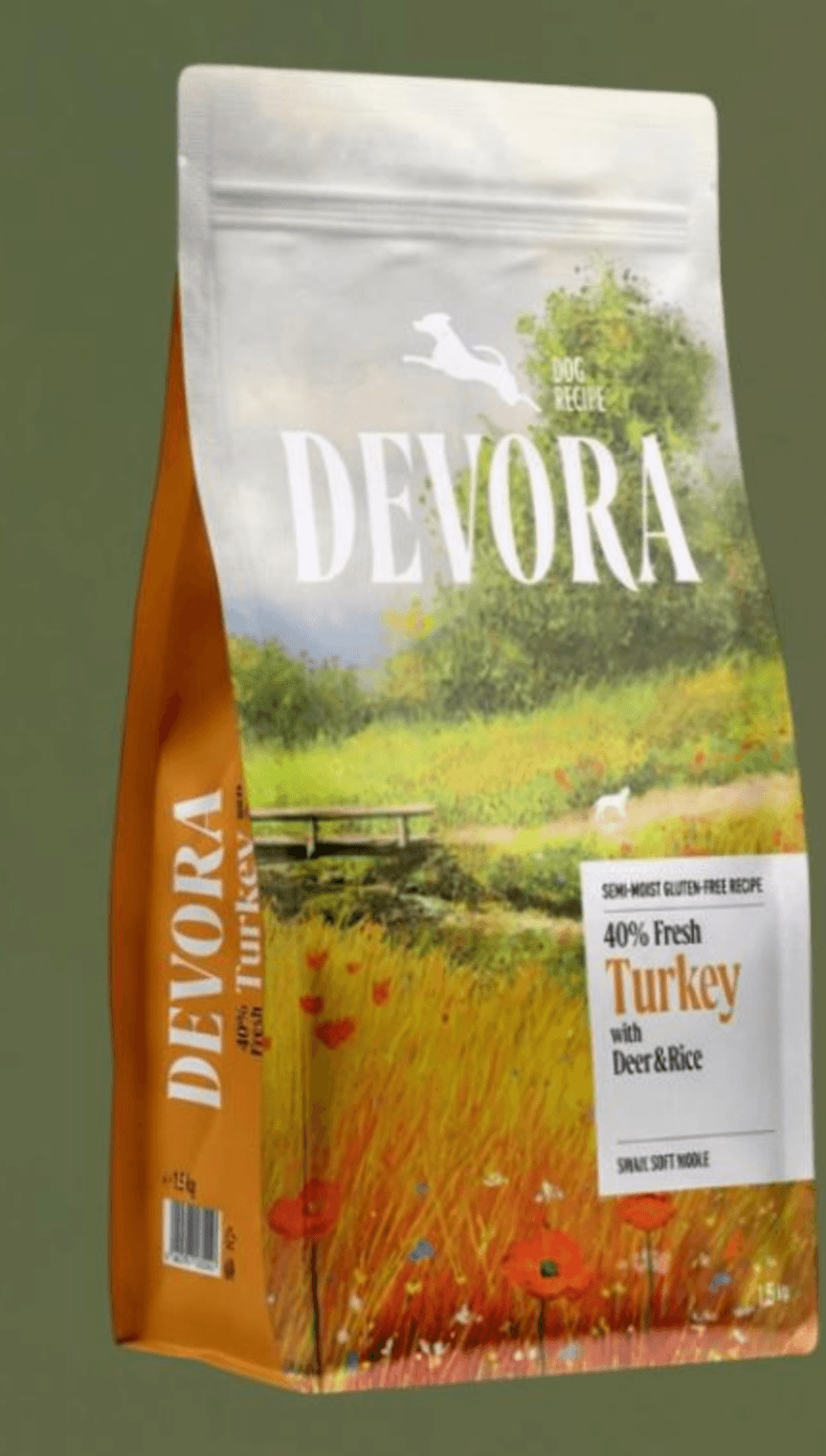Devora poluvlažna hrana za pse Puretina s jelenom i rižom 1,5 i 5kg - Akcija u trgovini Pet Centar