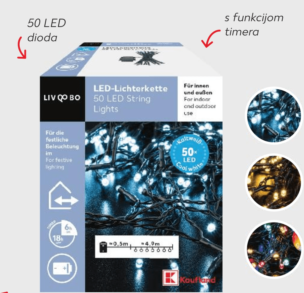 LIV QO BO LED žaruljice 50 LED, cca. 5,4 m kabela - Akcija u trgovini Kaufland