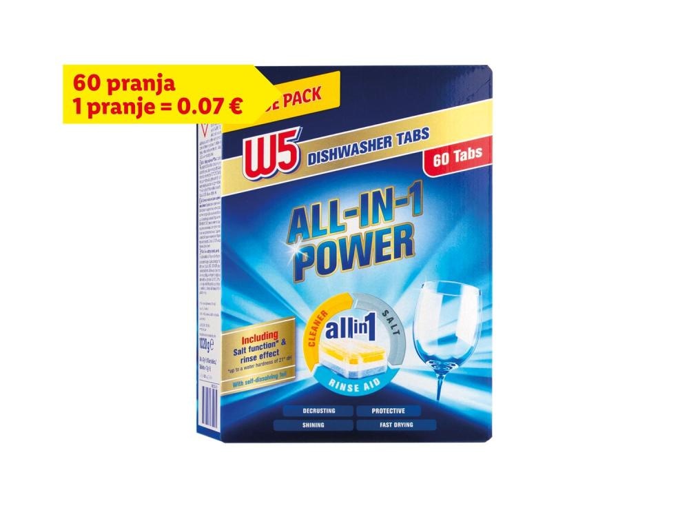 W5 Tablete za pranje posuđa 60 x 17 g - Akcija u trgovini Lidl