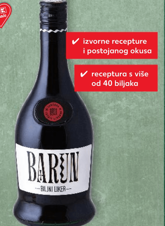 Zvečevo Biljni liker Barun 0,7 L - Akcija u trgovini Kaufland