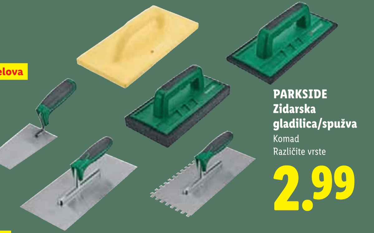 Parkside Zidarska gladilica/spužva - Akcija u trgovini Lidl