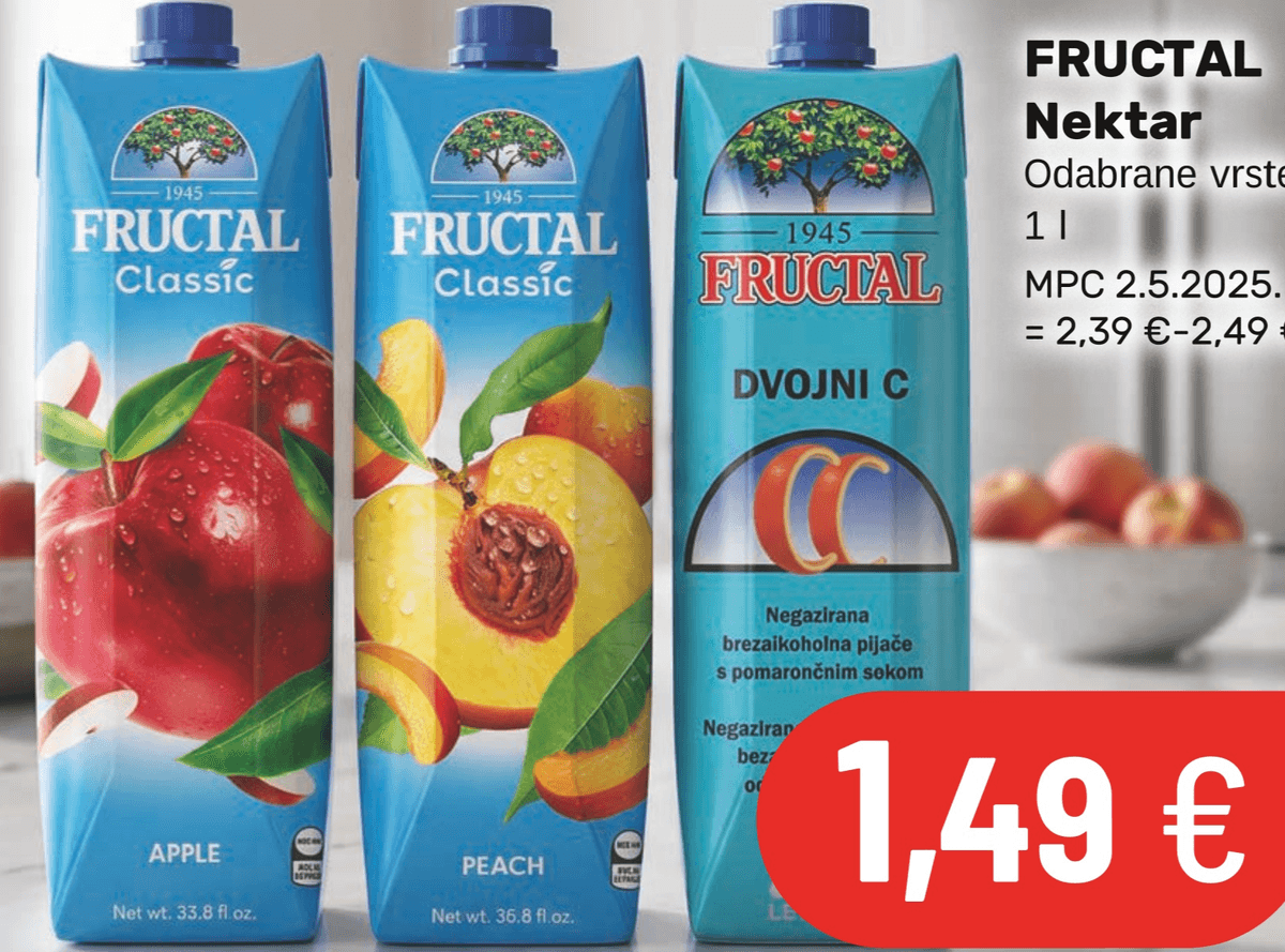 Fructal nektar 1 l Akcija u trgovini Ultra
