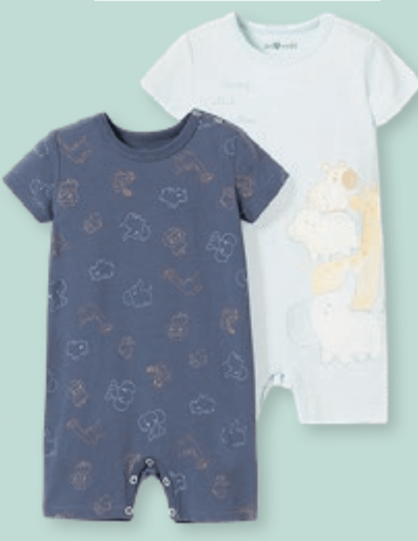 Komplet 2 kombinezona 100% pamuk za bebe 62-80 cm - Akcija u trgovini Pepco