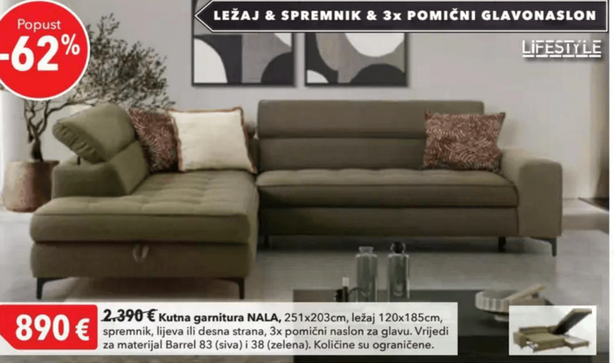 Kutna garnitura NALA - Akcija u trgovini Harvey Norman