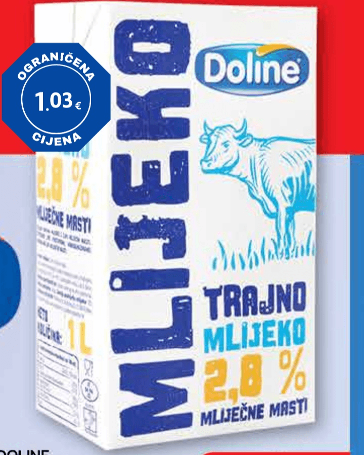 Doline Trajno mlijeko 1 l - Akcija u trgovini Plodine
