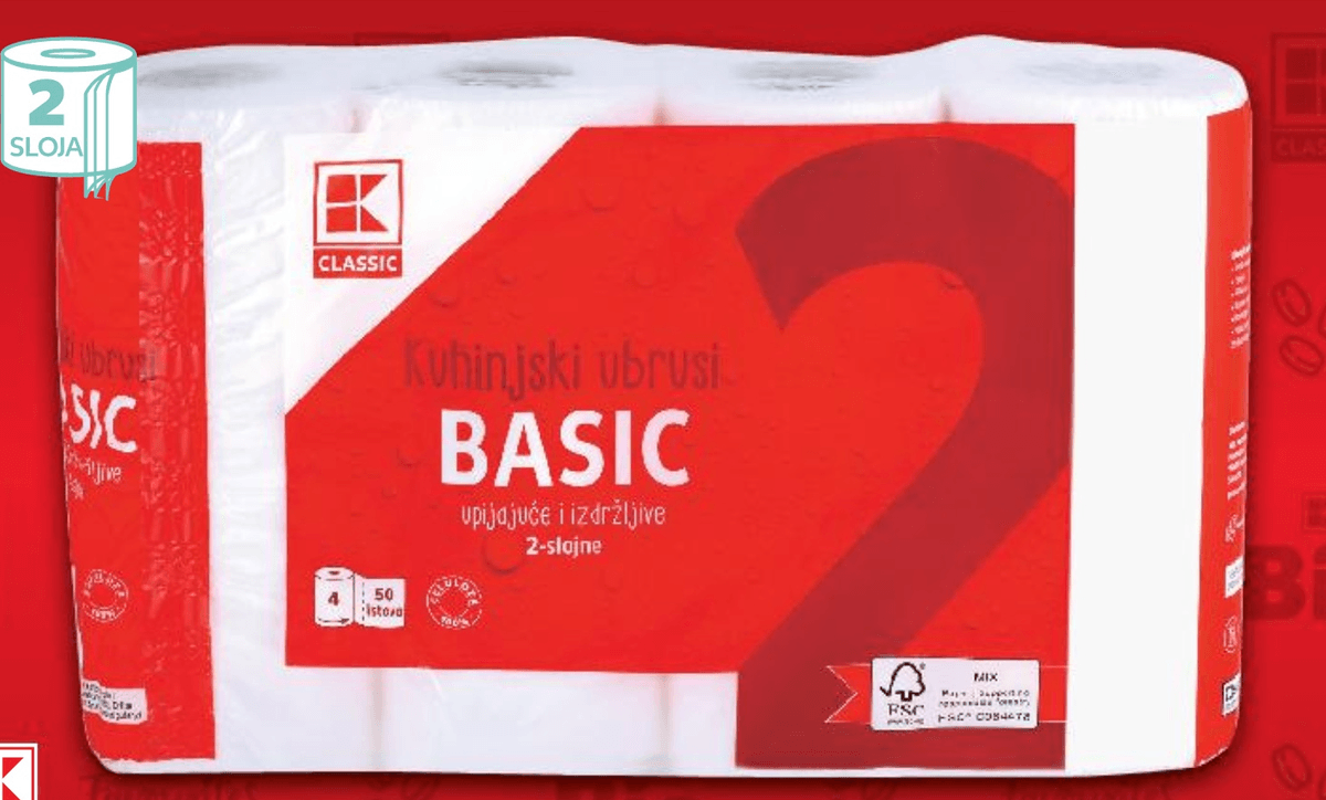 Kuhinjski papir BASIC 4/1 K Classic - Akcija u trgovini Kaufland