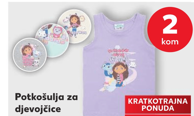 Potkošulja za djevojčice 2 kom Gabby'S Dollhouse - Akcija u trgovini Kaufland