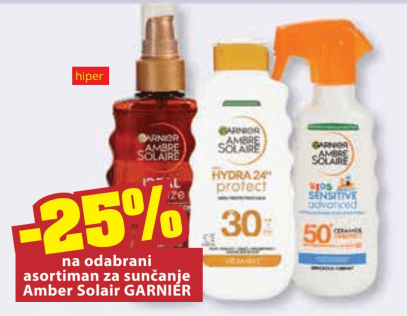 Odabrani asortiman za sunčanje Amber Solair Garnier Akcija u trgovini Ribola
