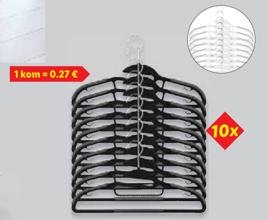 Vješalice za odjeću 10 komada u setu W5 - Akcija u trgovini Lidl