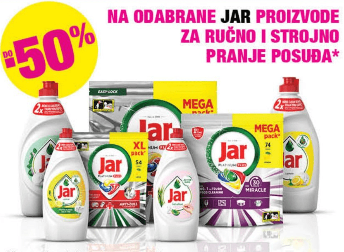 Odabrani Jar proizvodi za ručno i strojno pranje posuđa - Akcija u trgovini Bipa