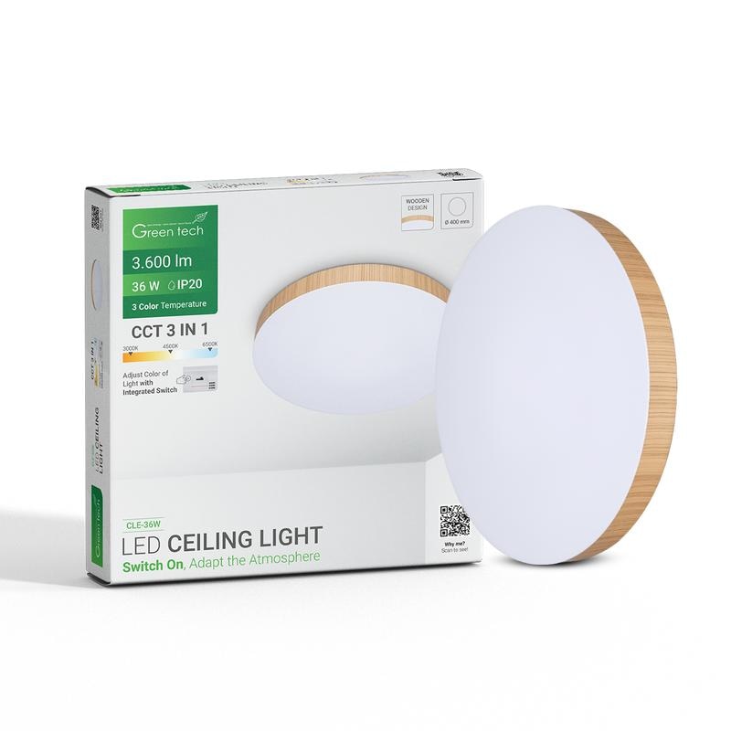 LED plafonjera s drvenim okvirom 36 W, 3CCT Green tech - Akcija u trgovini Pevex