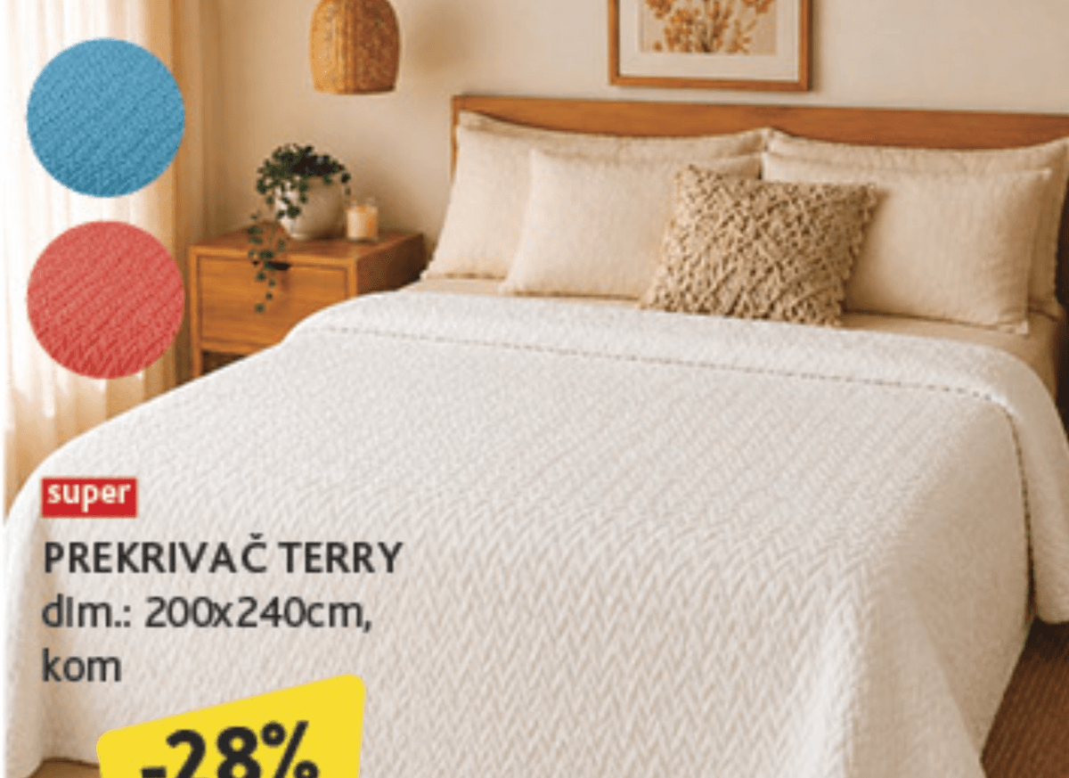 Prekrivač Terry 1 kom - Akcija u trgovini Konzum