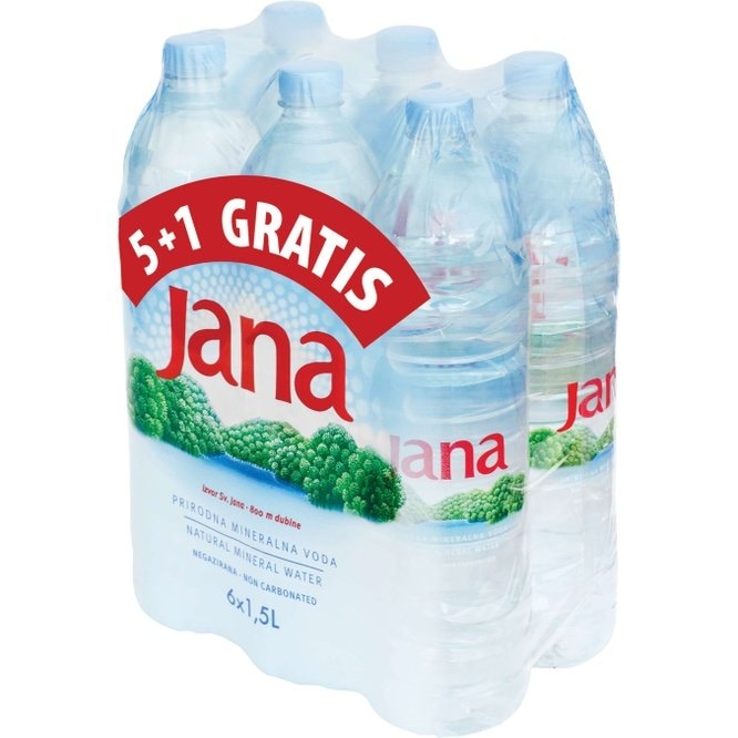 Jana prirodna negazirana voda 1,5 l, 5 + 1 gratis Akcija u trgovini Djelo