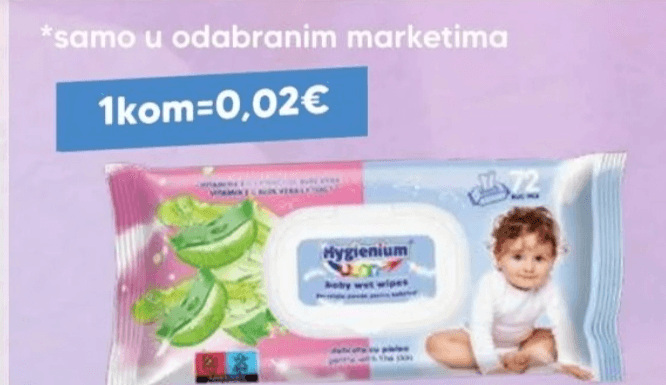 Hygenium Vlažne maramice 72pcs - Akcija u trgovini Pivac