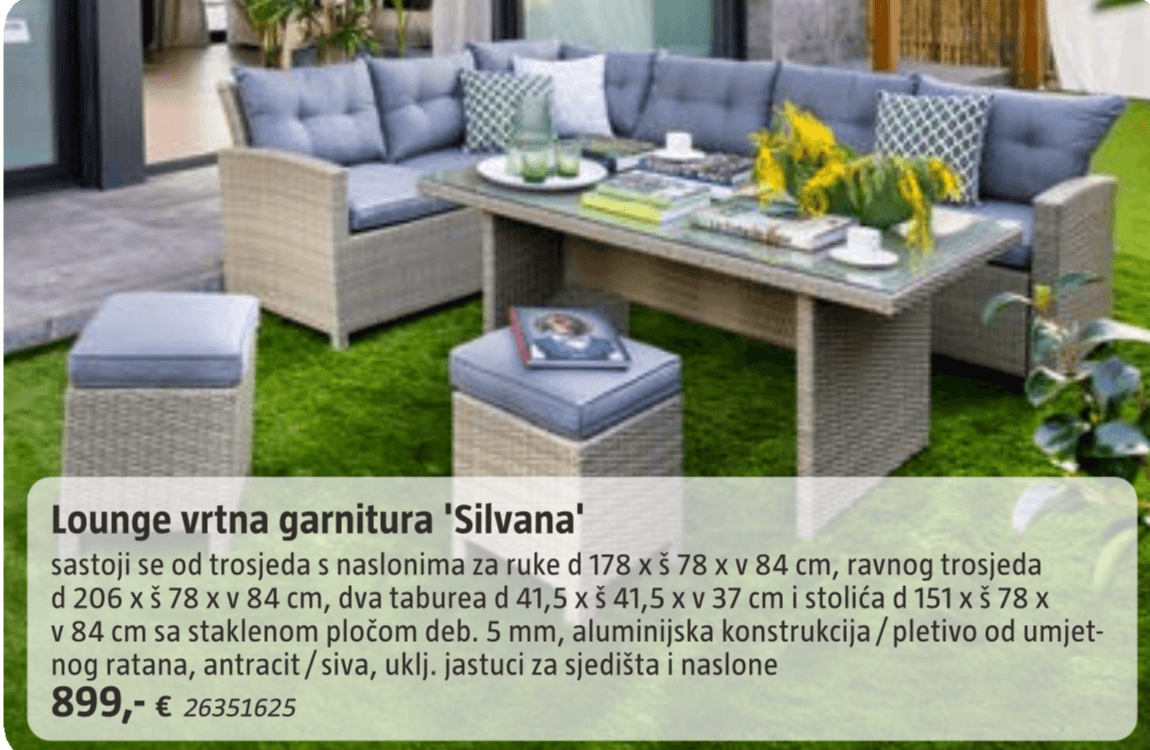 Lounge vrtna garnitura 'Silvana' - Akcija u trgovini Bauhaus