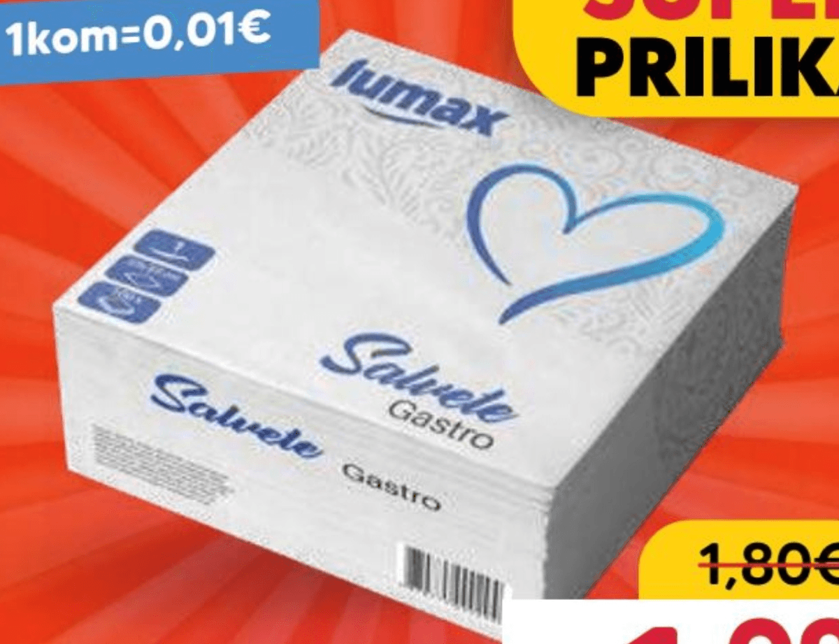 LUMAX Salvete gastro 33x33 1sl - Akcija u trgovini Pivac