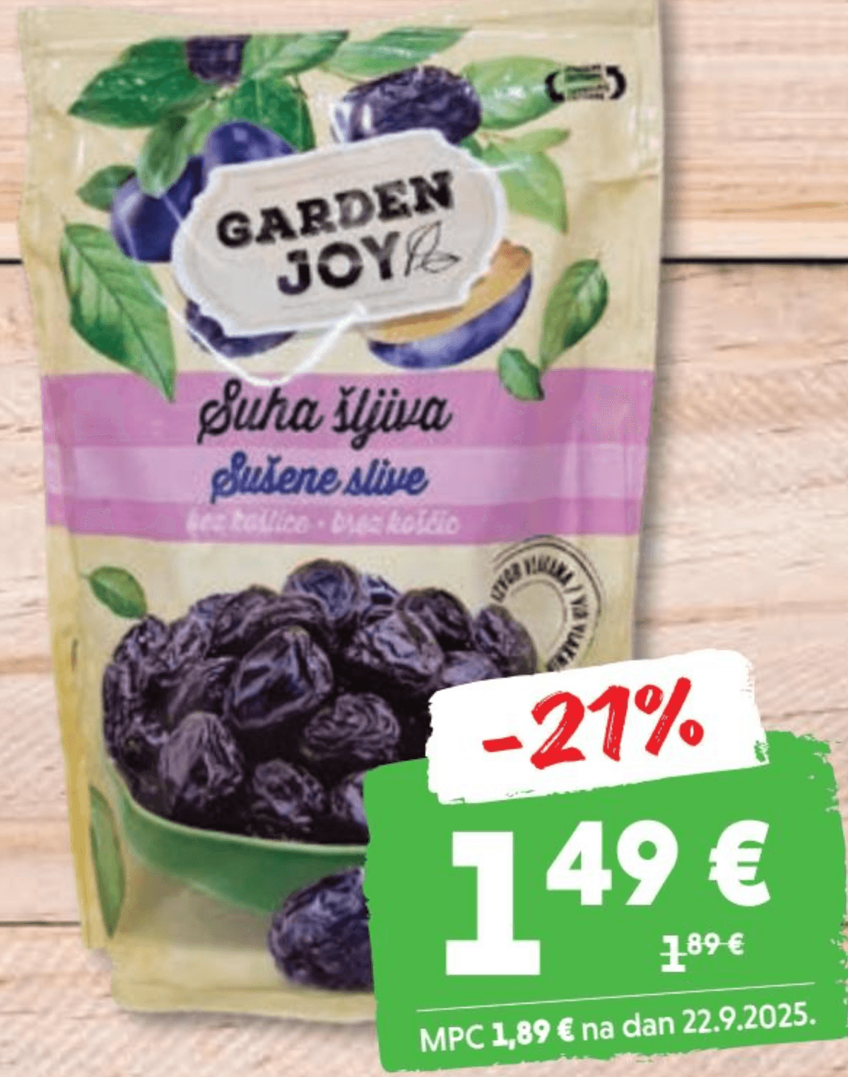 Garden Joy Suha Šljiva 200 g - Akcija u trgovini Studenac