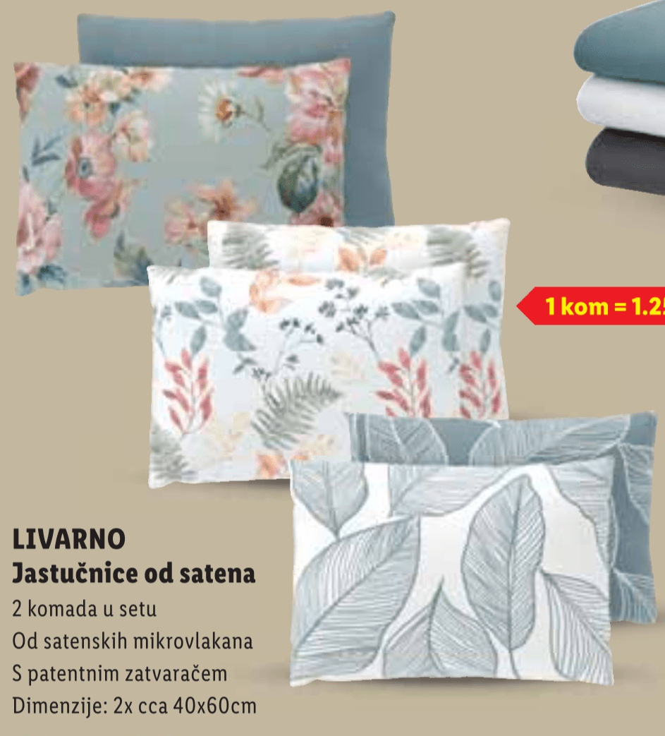 LIVARNO Jastučnice od satena 2 komada u setu - Akcija u trgovini Lidl