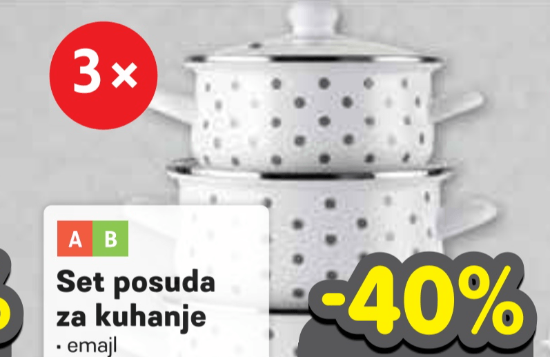 Set posuda za kuhanje 3x - Akcija u trgovini Plodine