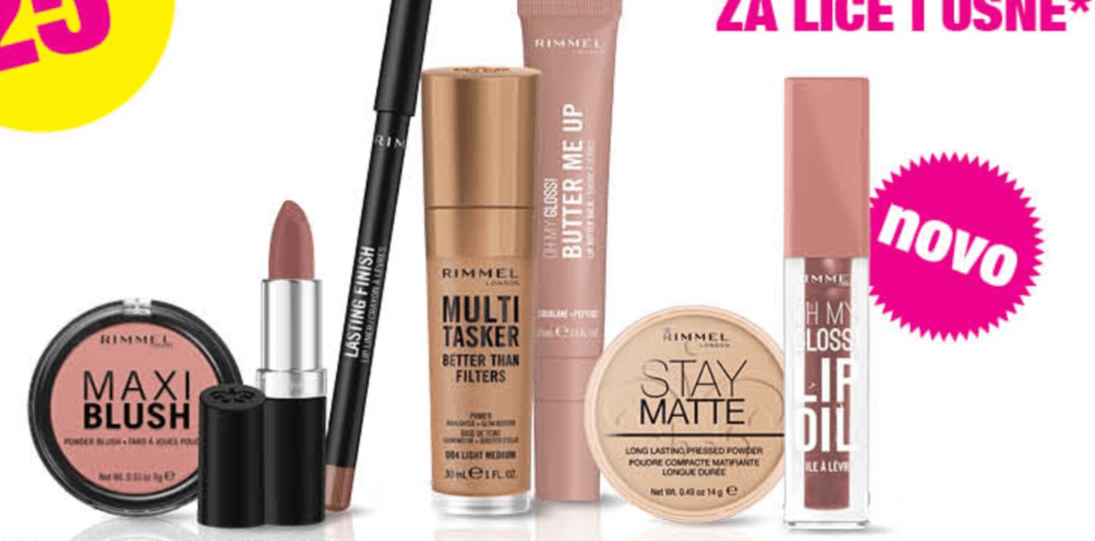 Odabrani Rimmel proizvodi dekorativne kozmetike za lice i usne - Akcija u trgovini Bipa
