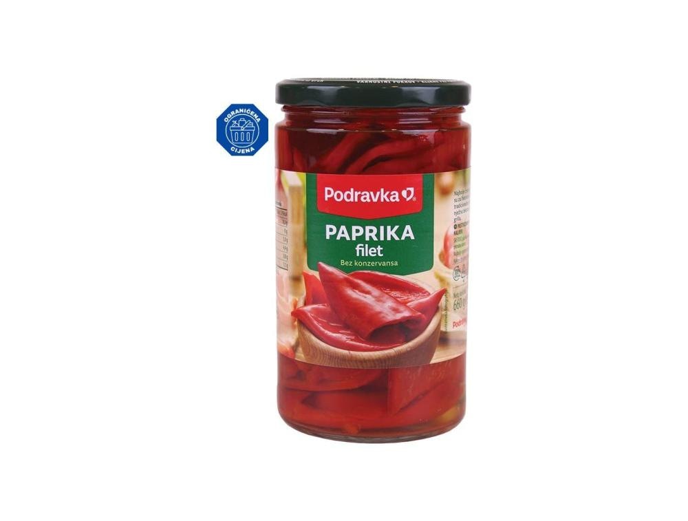 Podravka Fileti crvene paprike 660 g - Akcija u trgovini Tommy
