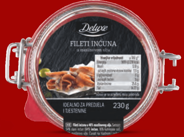 Fileti inćuna u maslinovom ulju 230 g Deluxe - Akcija u trgovini Lidl
