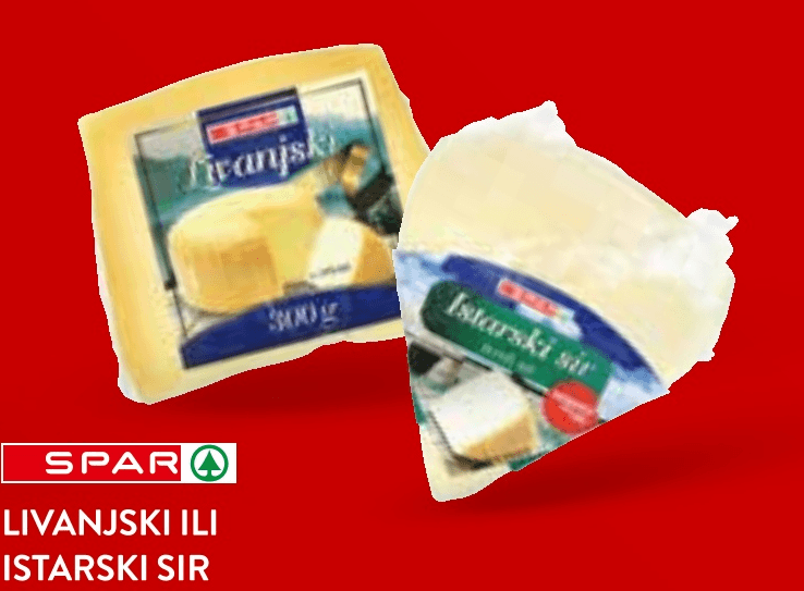 Spar Livanjski ili Istarski sir 300 g - Akcija u trgovini Spar