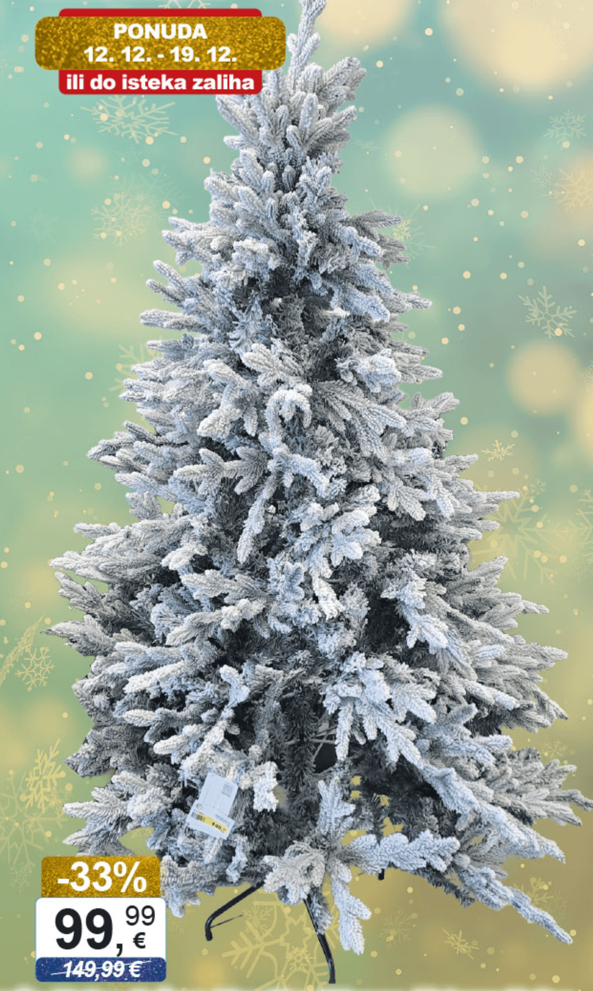 Božićno drvce bijelo 195 cm, 1081 grana - Akcija u trgovini KTC