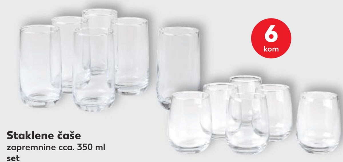 Staklene čaše 6 kom - Akcija u trgovini Kaufland