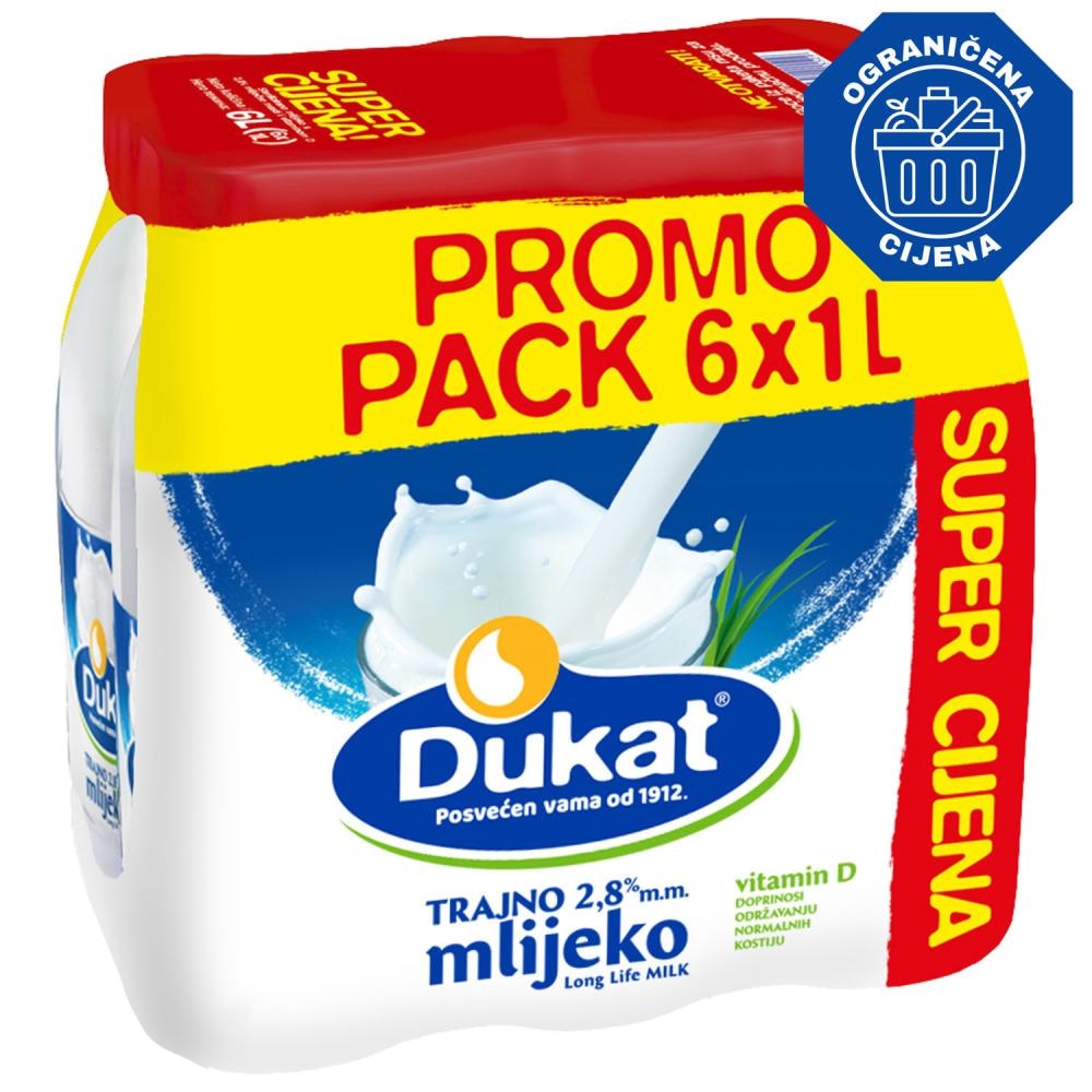 Dukat Trajno mlijeko 6x1l - Akcija u trgovini Konzum
