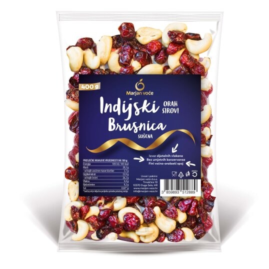 Marjan Voće Mješavina brusnice s indijskim orahom ili bademom 400 g - Akcija u trgovini Plodine