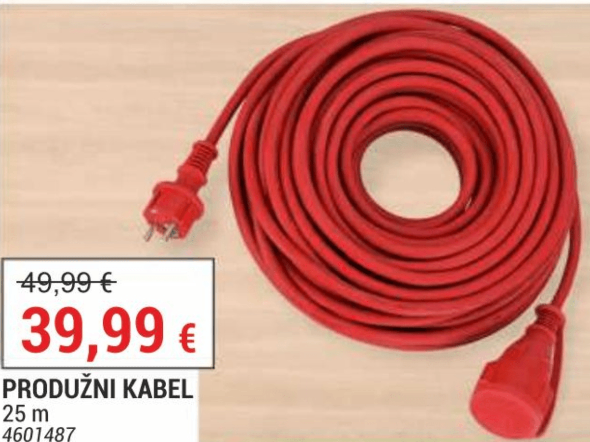 Produžni kabel 25 m - Akcija u trgovini Merkury