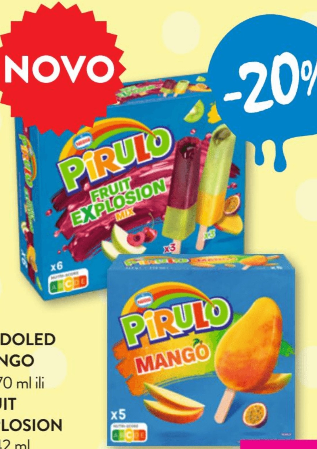 Sladoled Pirulo 5 x 70 ml ili 6 x 42 ml - Akcija u trgovini Spar