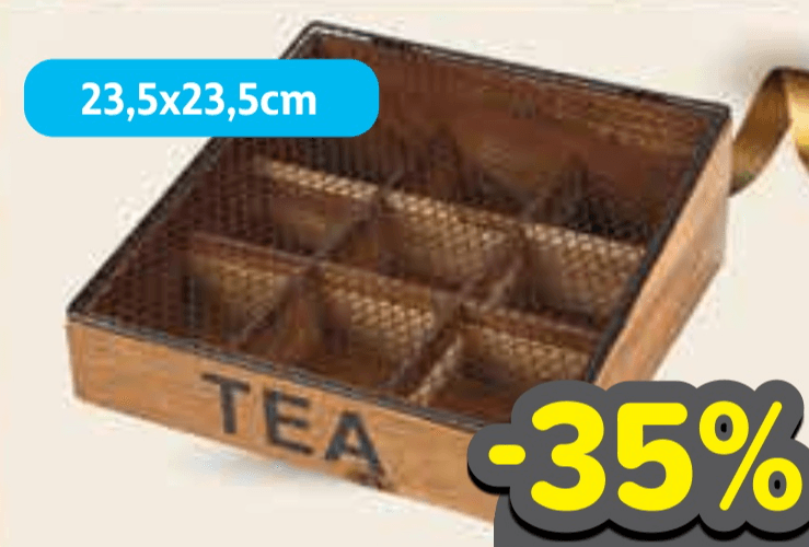 Kutija za čaj 23,5x23,5 cm - Akcija u trgovini Plodine