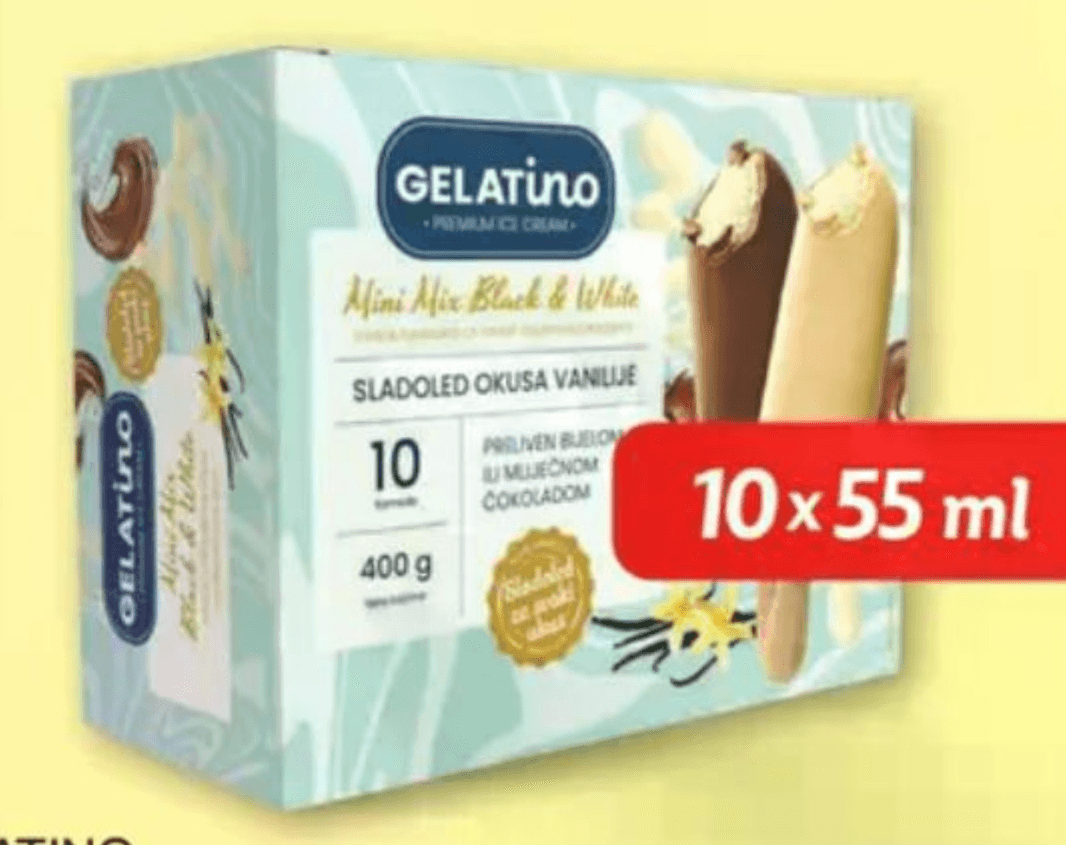 Gelatino Sladoled mini štapić 10x55 ml - Akcija u trgovini Plodine