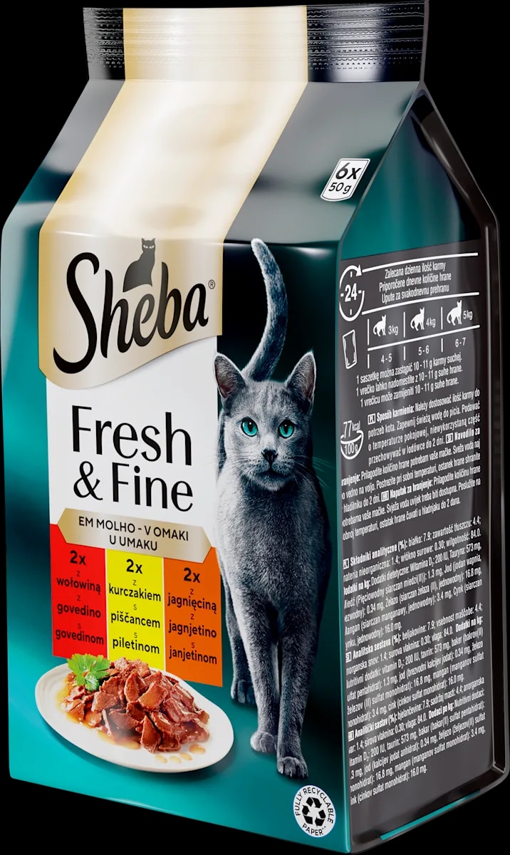 Sheba potpuna hrana za mačke govedina, piletina, janjetina 6x50 g, 300 g Akcija u trgovini Dm