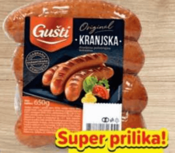 Kranjska kobasica 650 g GUŠTI - Akcija u trgovini Plodine